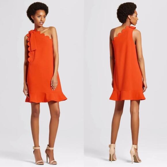 Victoria Beckham Target Orange One Shoulder Dress - Picture 1 of 11